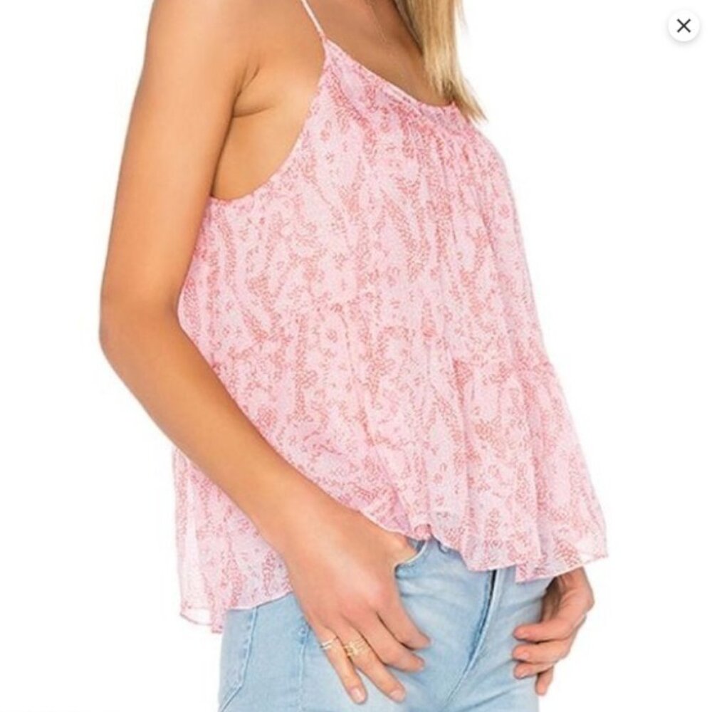 Diane von Furstenberg Baylee Smocked Floral Silk Tank Top Pink Size Medium